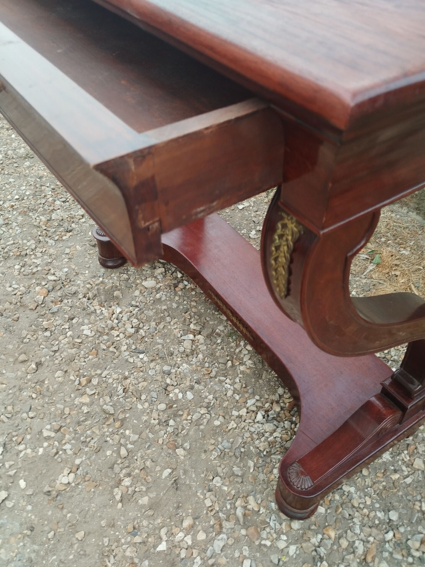 Console ancienne style louis xvi plateau bois