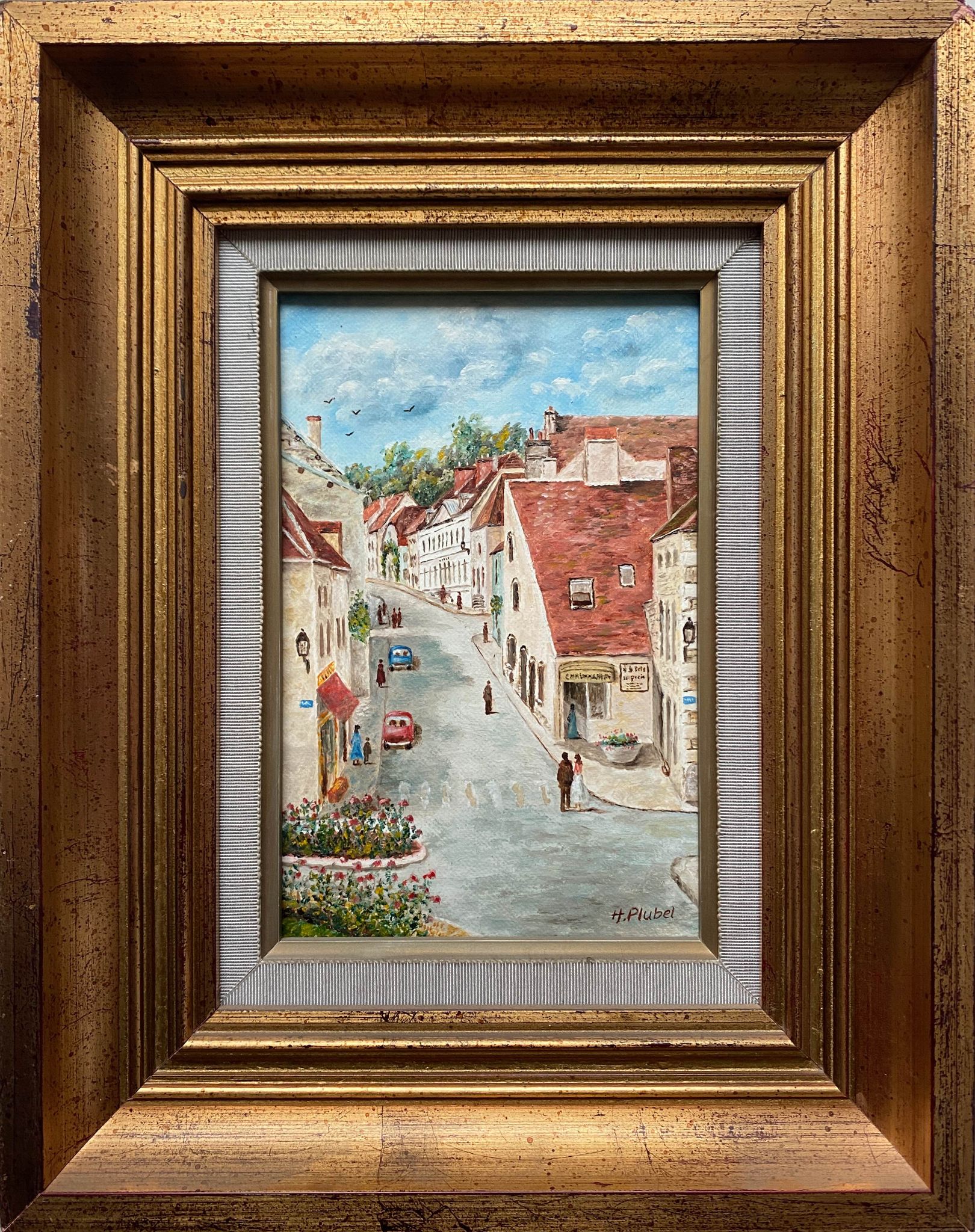 Table HST Henri Plubel (XX°) "Grande rue de Mrirebeau dur Bèze" + frame