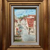 Table HST Henri Plubel (XX°) "Grande rue de Mrirebeau dur Bèze" + frame