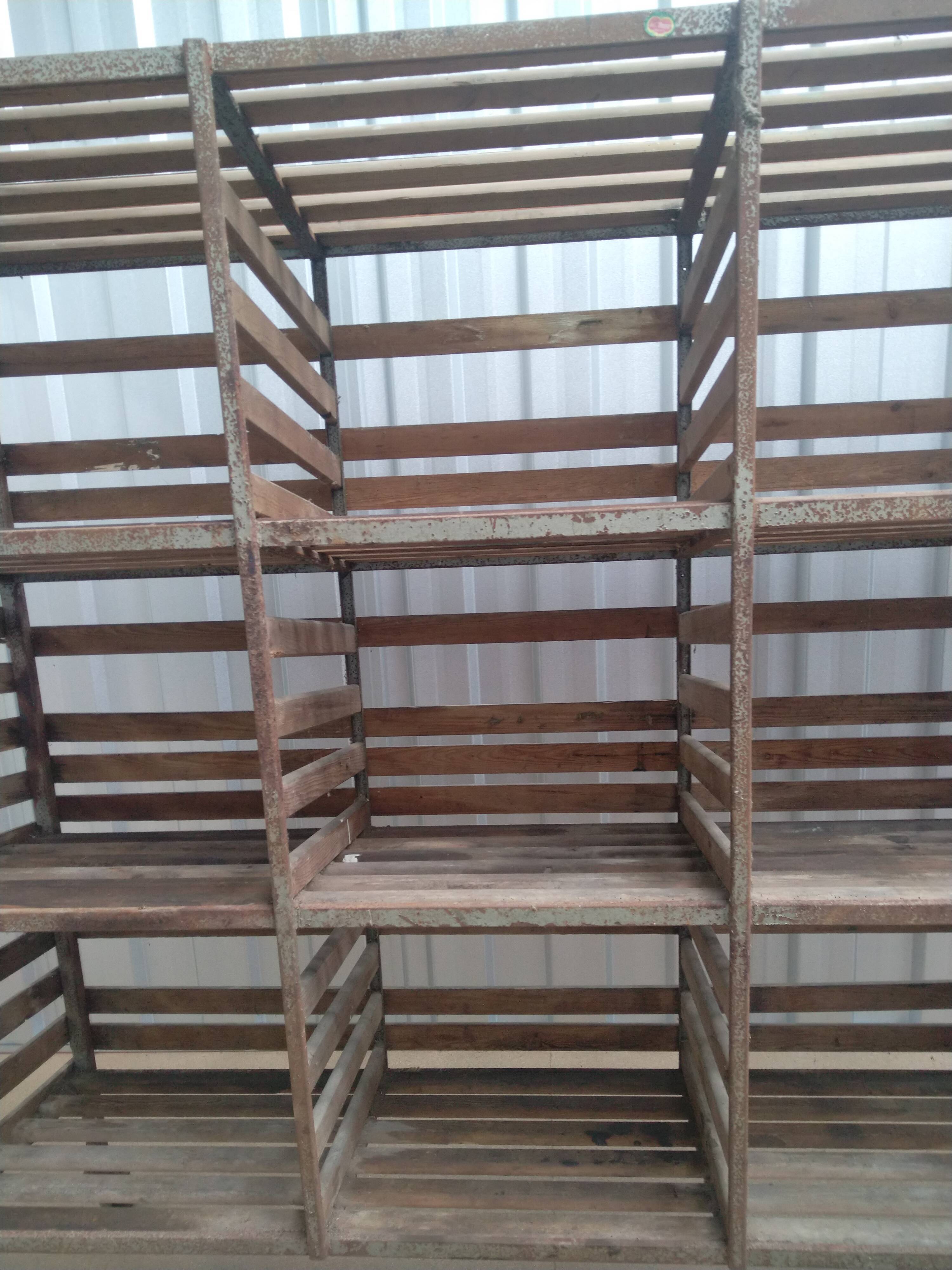 Wooden shelf on wheels