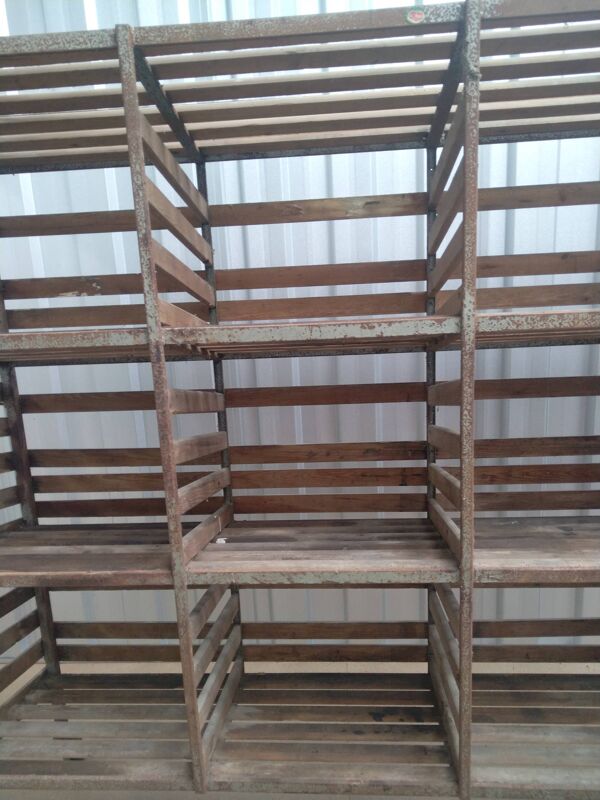 Wooden shelf on wheels
