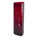 Swedish Red Devil Triangular Glass Vase by Christer Sjögren for Lindshammar
