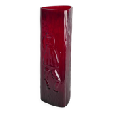 Swedish Red Devil Triangular Glass Vase by Christer Sjögren for Lindshammar