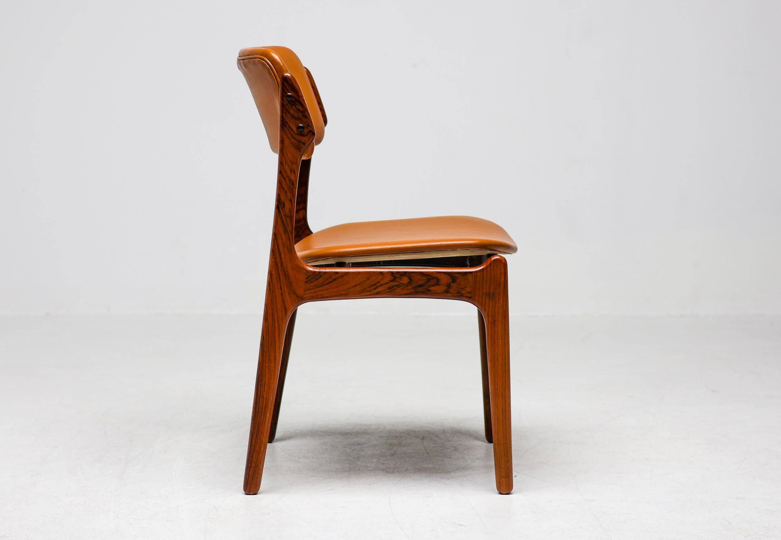 Set of 6 Danish rosewood dining chairs Model No 49 by Erik Buch