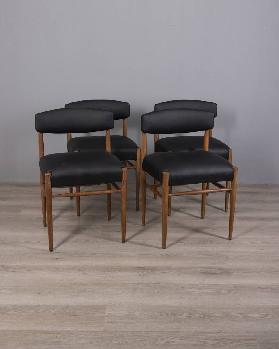 SET OF 4 VINTAGE 1960S TEAK WOOD CHAIRS WITH ITALIAN DESIGN