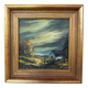 Small vintage painting of a countryside landscape – Oil on canvas – Old house