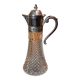 Beautiful moulded glass carafe jug, silver-plated mount, vintage.