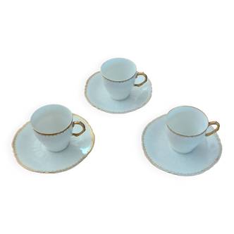 3 Limoges porcelain coffee cups