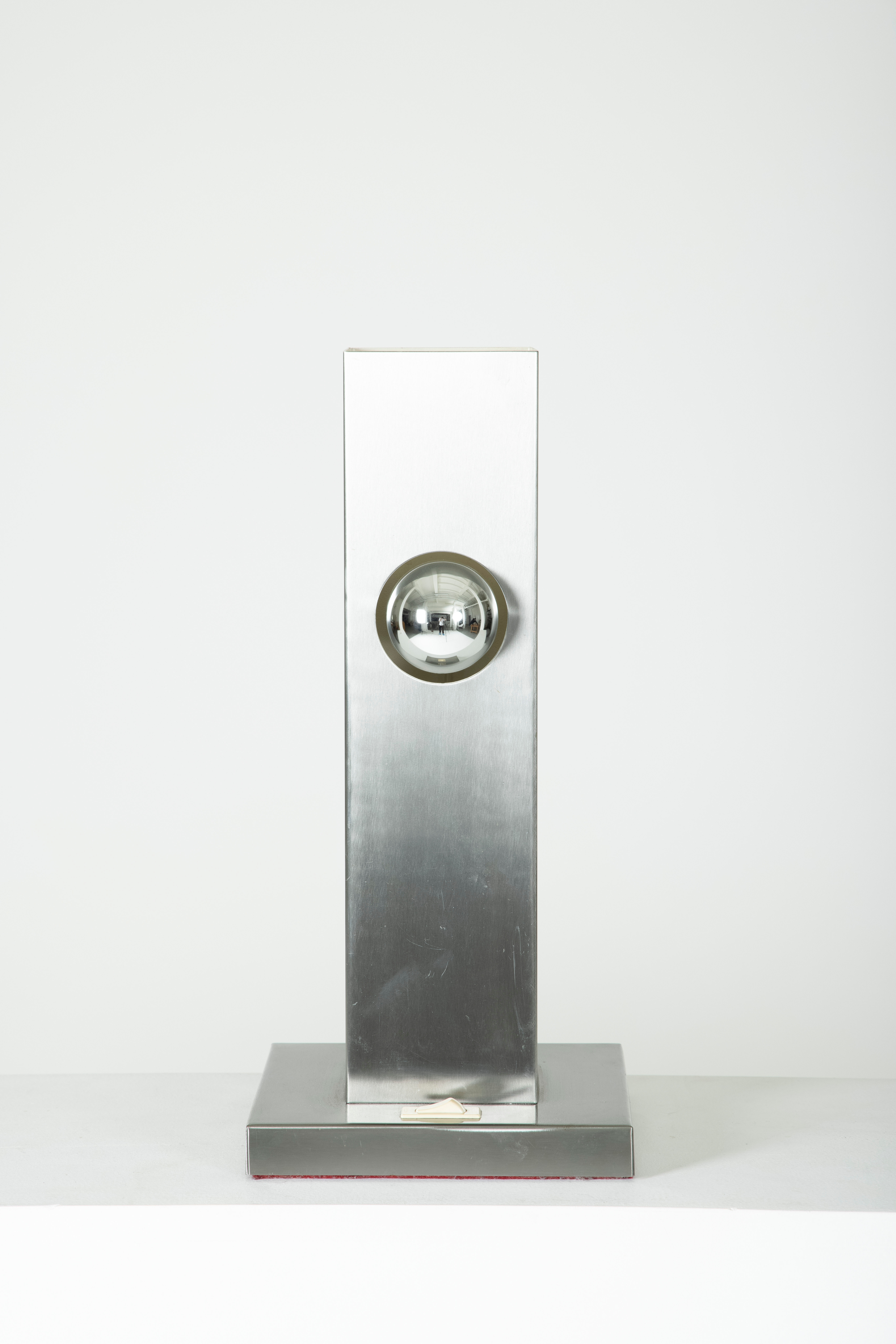 Brushed aluminum table lamp, France 1970s