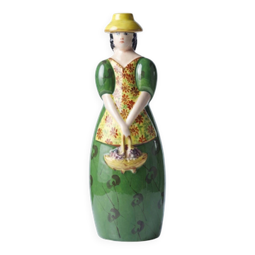 Flacon ancien en porcelaine de Limoges dans le goût de Robj, années 1920-1930