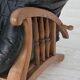 1950s, vintage adjustable armchair, black leather, ash wood.