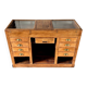 Counter, glass-fronted wooden workbench in dark wood, 8 drawers.