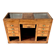 Counter, glass-fronted wooden workbench in dark wood, 8 drawers.