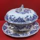 Soup tureen in gien earthenware & its dish, dauphin model delft blue and