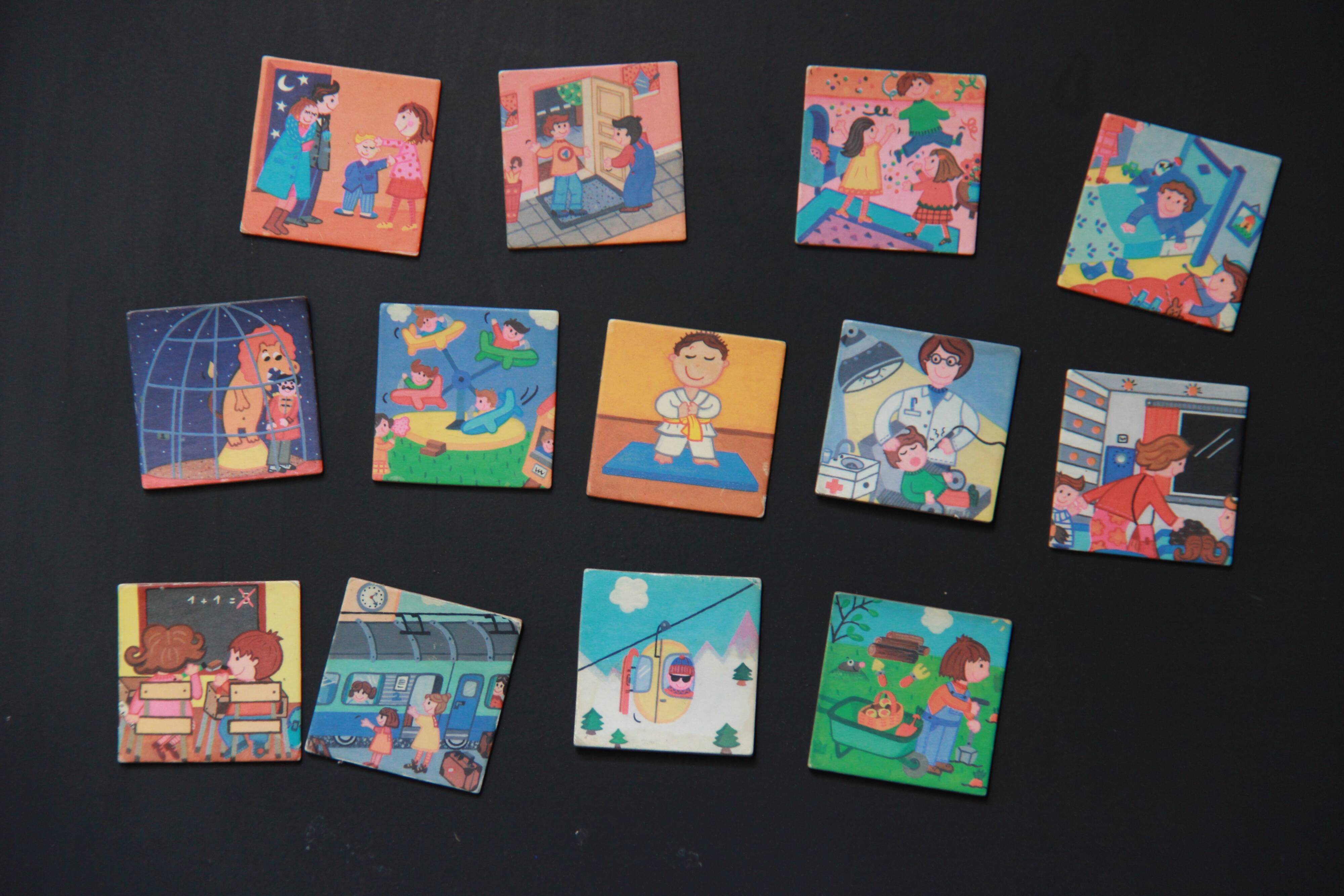 Magnetic chalk board with its vintage magnets