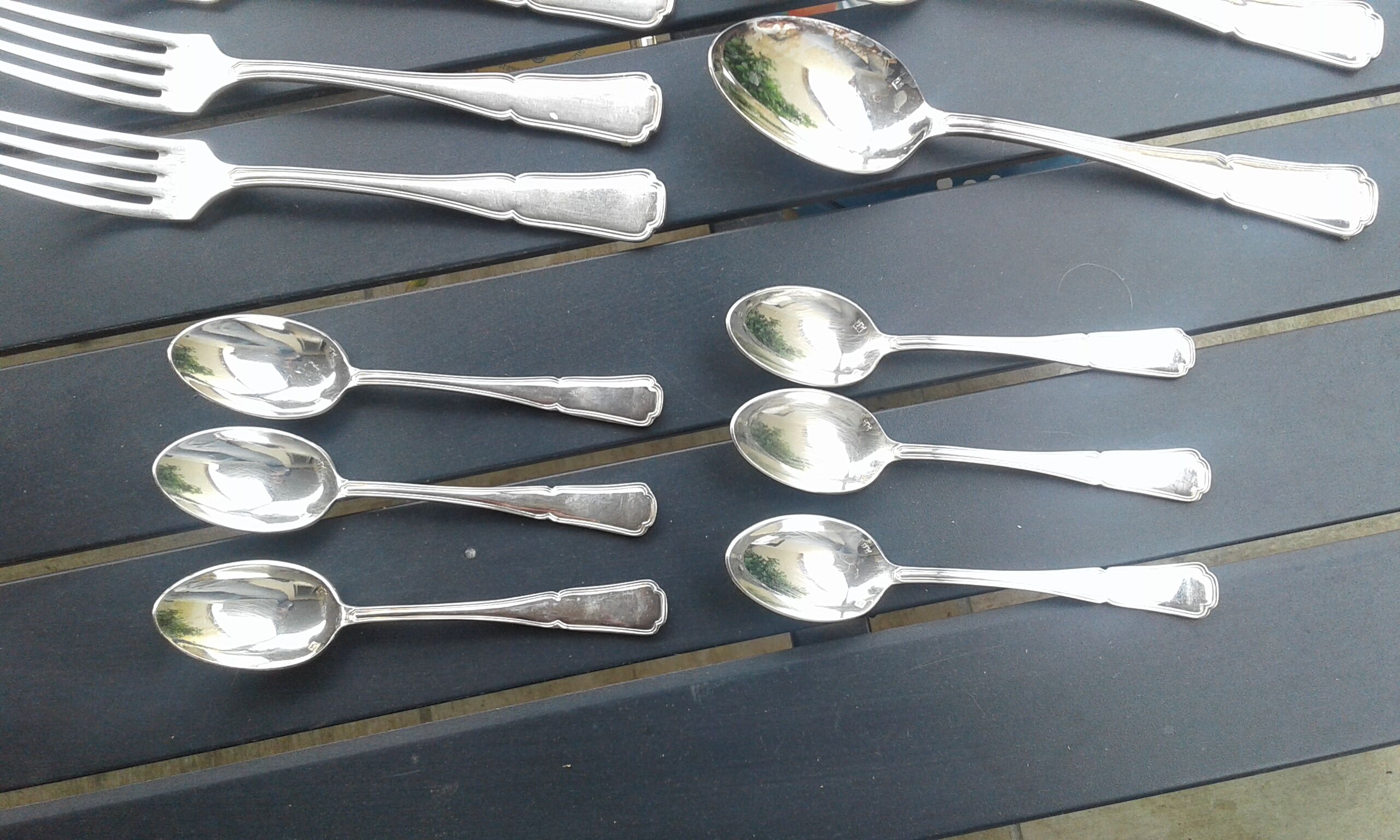 Set forks,spoons, ladle.silver metal