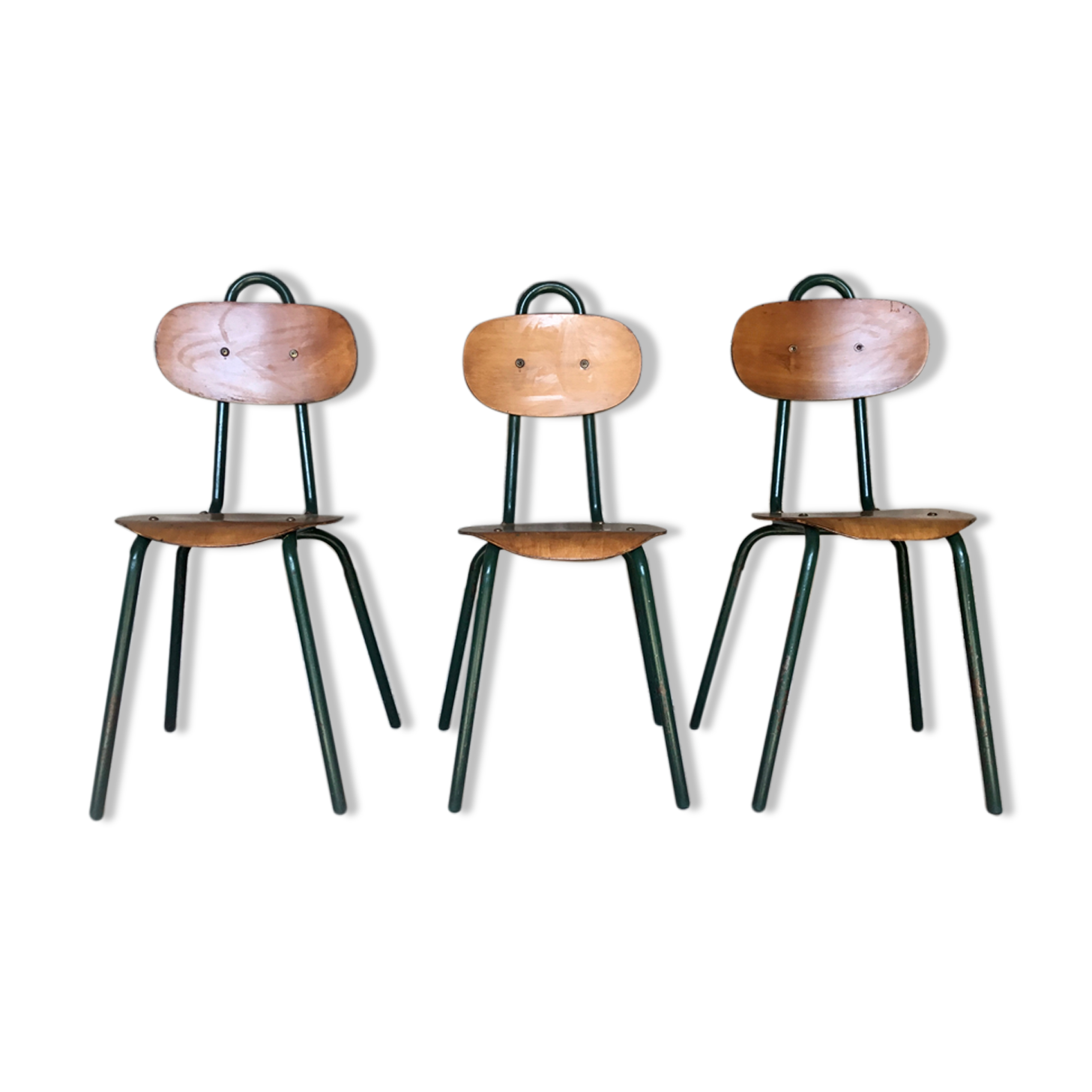 Trio of industrial tubular chairs - design 1960