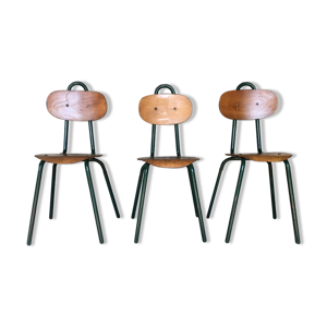 Trio de chaises tubulaires