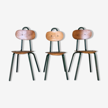Trio of industrial tubular chairs - design 1960