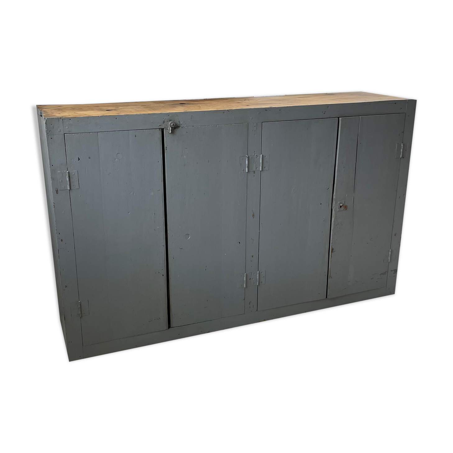 Factory blue patinated workshop furniture