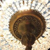 Antique crystal pendant chandelier – vintage Empire style – bronze