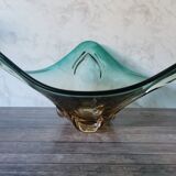 Coupe en verre ambré et vert
