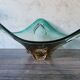 Large amber and green glass cup