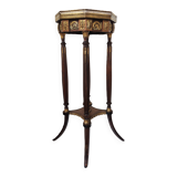 Napoleon III style side table in solid walnut, onyx top and details.