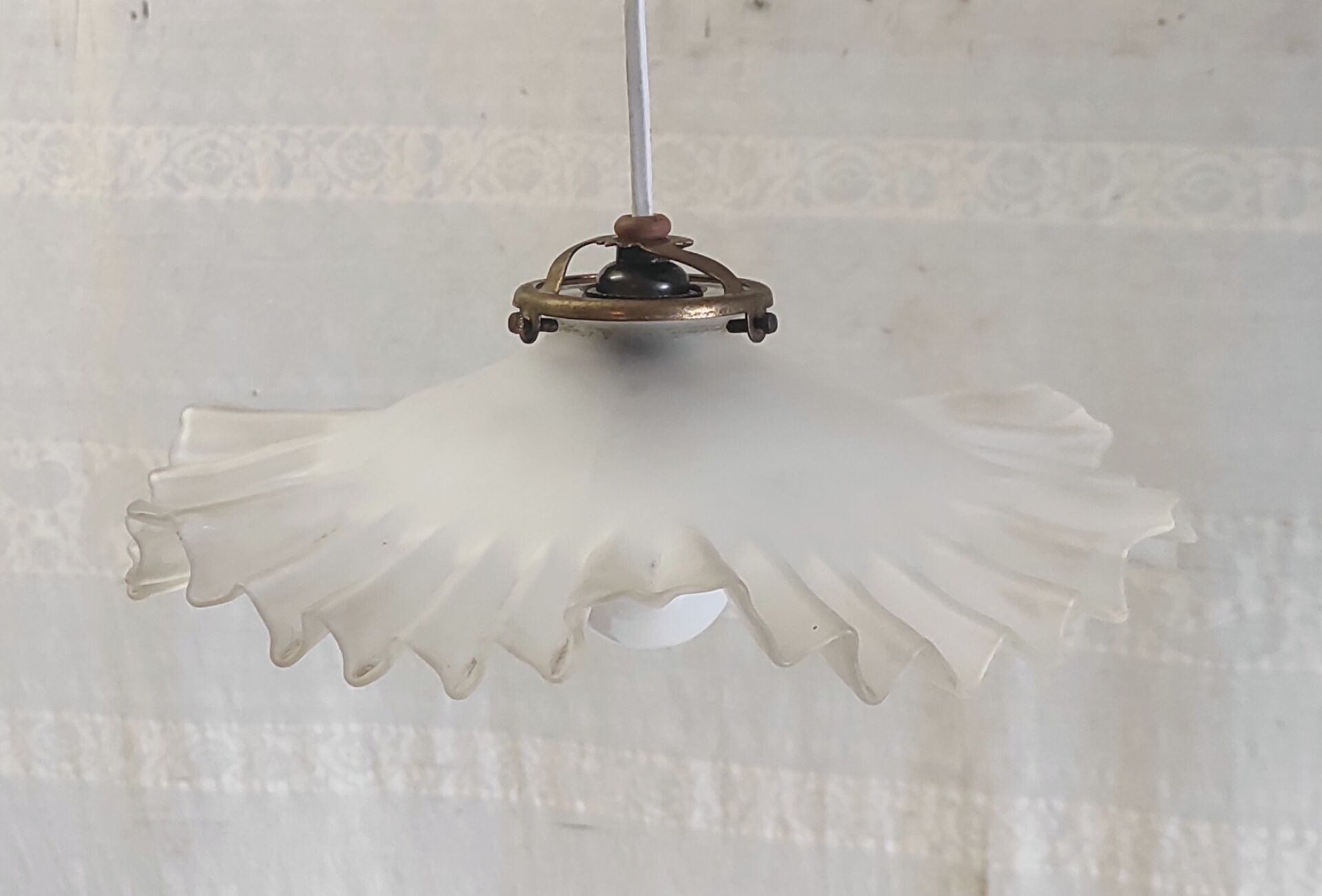 Pleated glass lampshade - mid 20th century