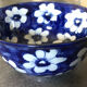 Vintage cup bowl in earthenware with blue floral paint décor - 18.5 cm