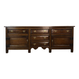 Large English sideboard, dresser, solid oak buffet George II 18th century.