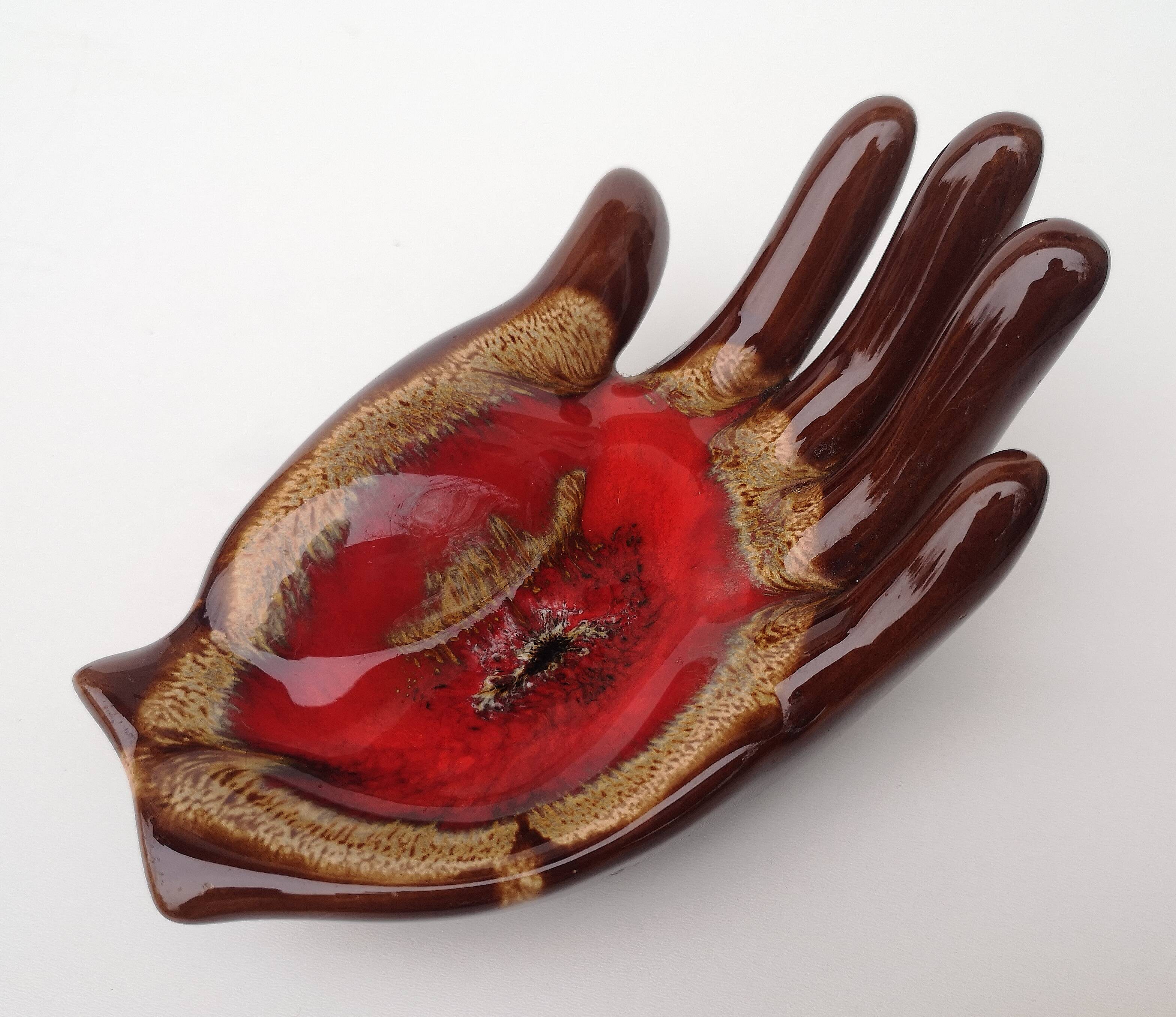 Vintage hand glazed ceramic ashtray