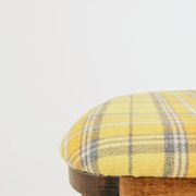 Set of three bar stools in vintage style rustic wood wool upholstery