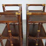 Set of 2 rattan side tables / bedside tables from the 60s