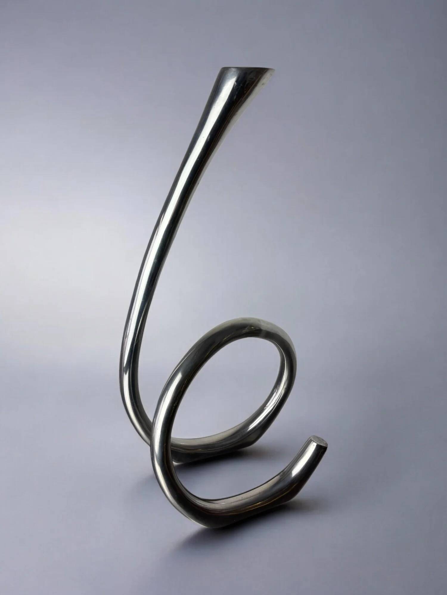 Bougeoir biomorphe XL, en aluminium massif, Espagne, 1970