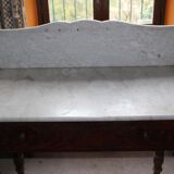 Table de toilette ancienne en bois et marbre