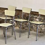 Set of 4 light yellow formica chairs