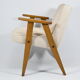 Classic Vintage armchair,  model 366, 1960s, cream fabric, teak wood