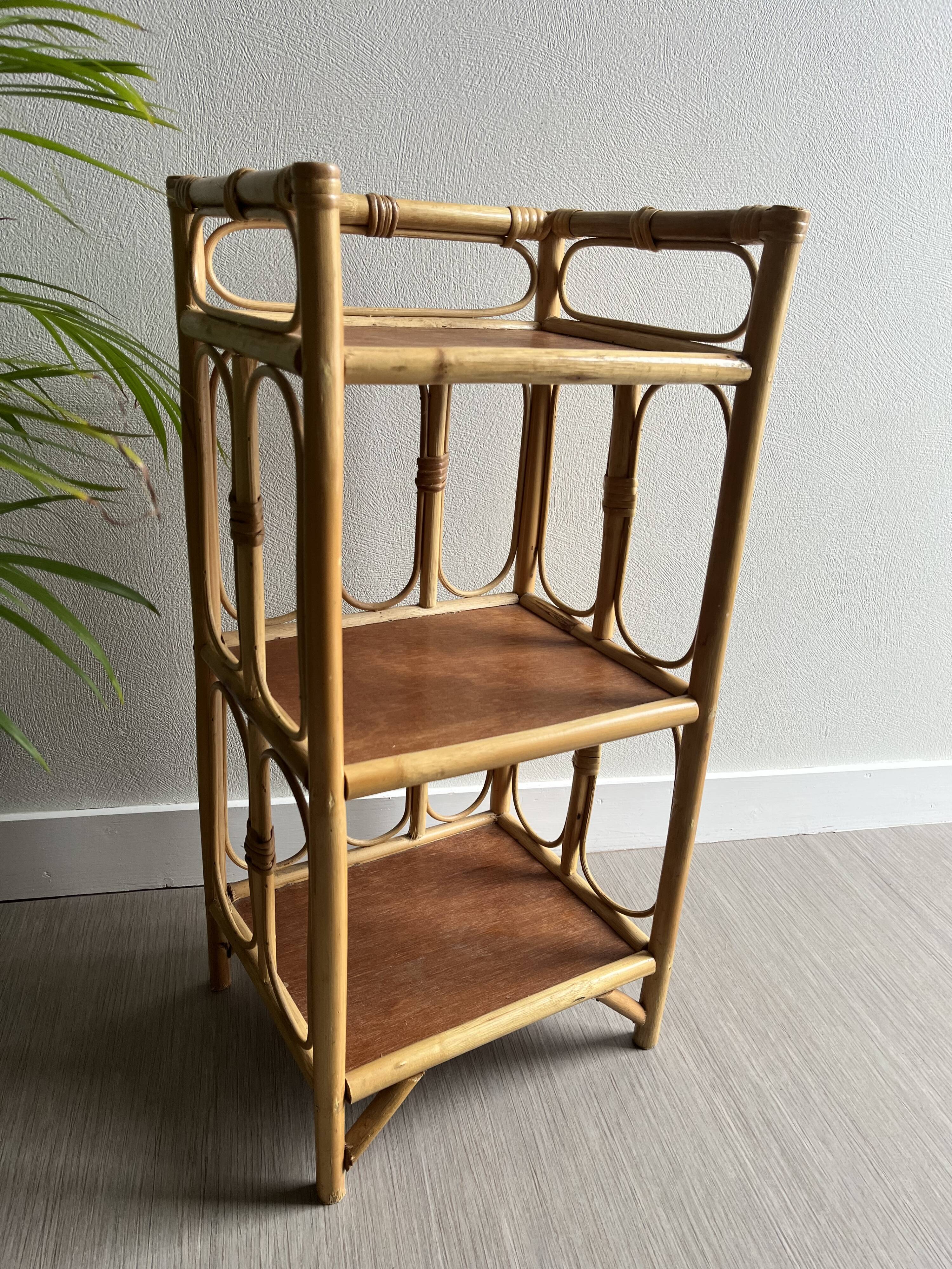 Vintage rattan bedside shelf