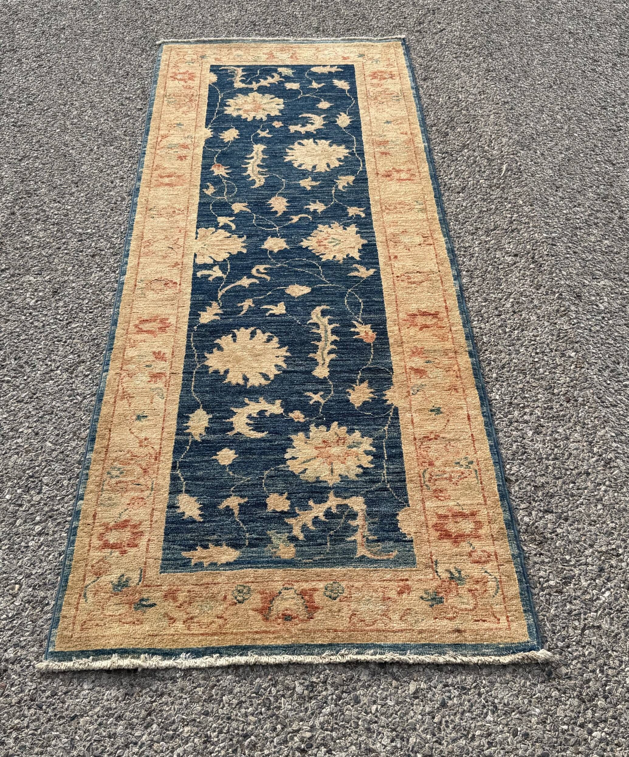 Afghan Chobi Ziegler hand-knotted rug: 200 x 75 cm - Made of wool