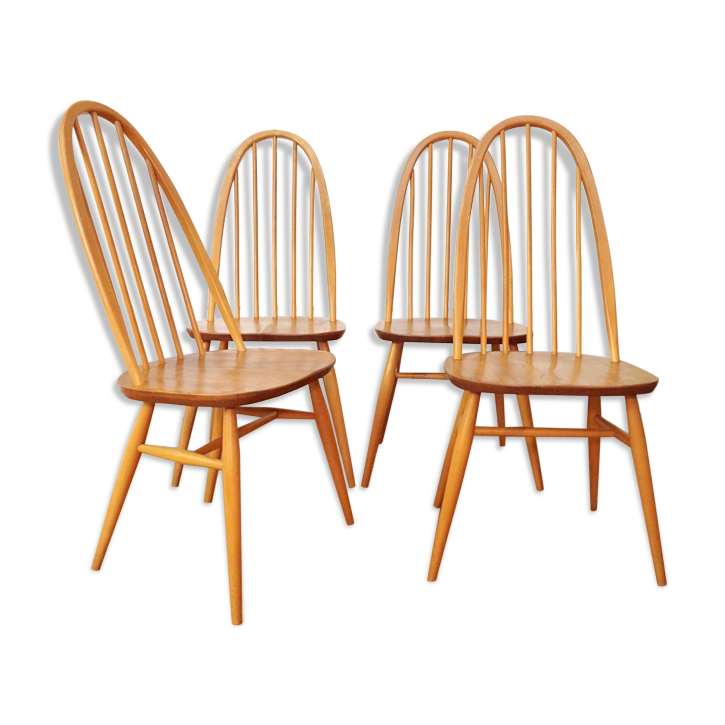 4 Ercol chairs natural wood