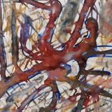 Abstract painting Rulo 1967 paper frame