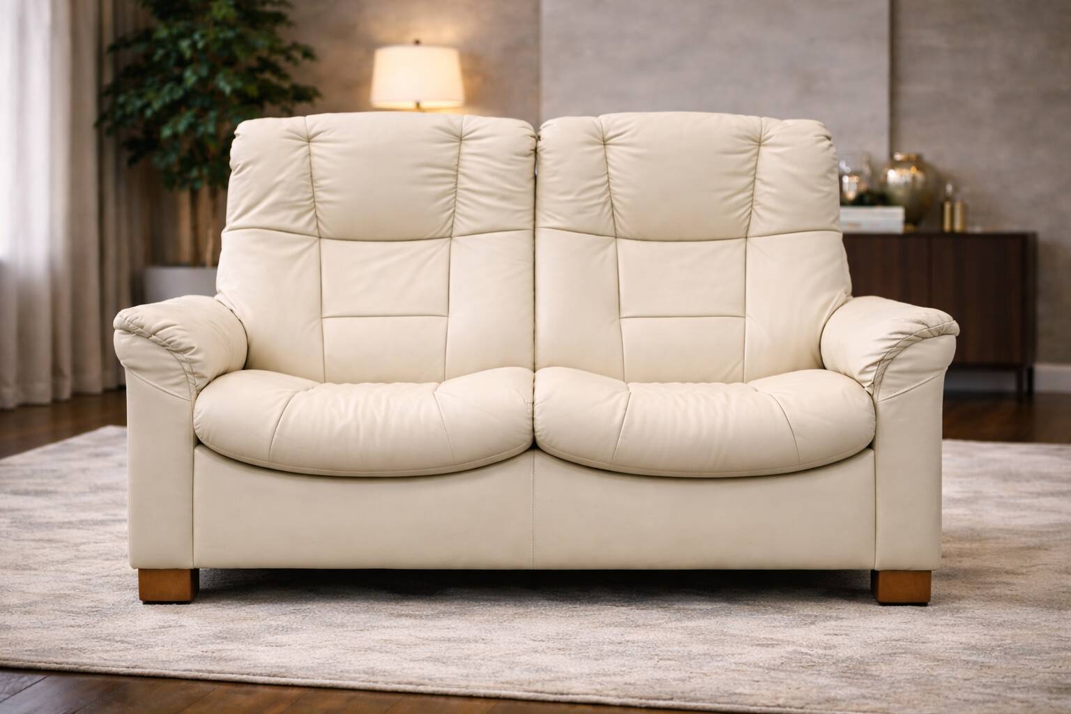 Modern Leather Sofa with Folding Backrest — Adjustable Contemporary Lounge