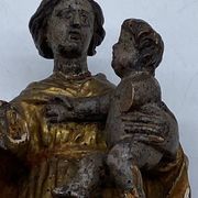 Antique wooden sculpture, Virgin and Child, 17th century
