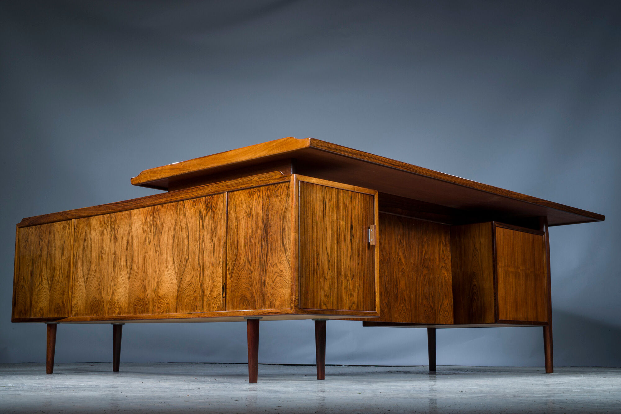 Executive Desk with Sideboard in Rosewood by Arne Vodder for Sibast Møbelfabrik, Denmark, 1950s