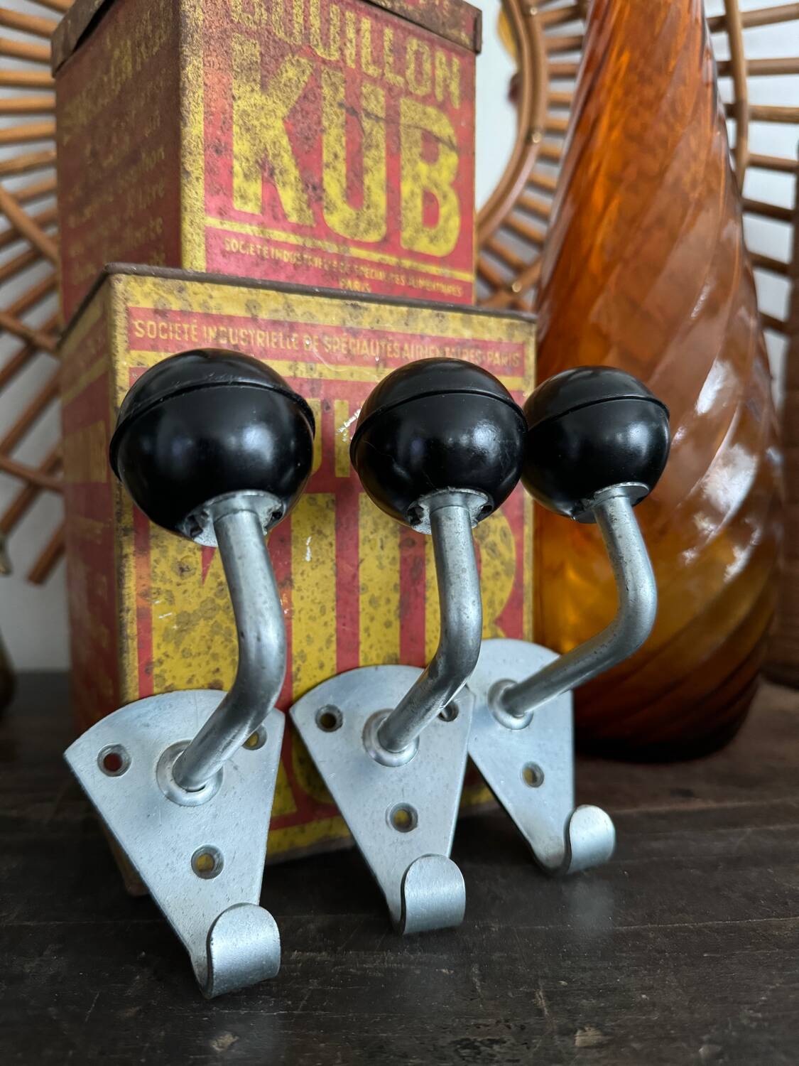 Old Bakelite ball wall hooks