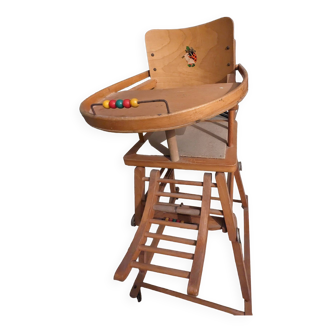Vintage wooden baby high chair