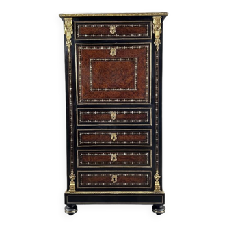 Secretary from the time of Napoleon III in marquetry and gilded bronzes, 19th century.