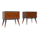 Pair of bedside tables with glass top, 1950s