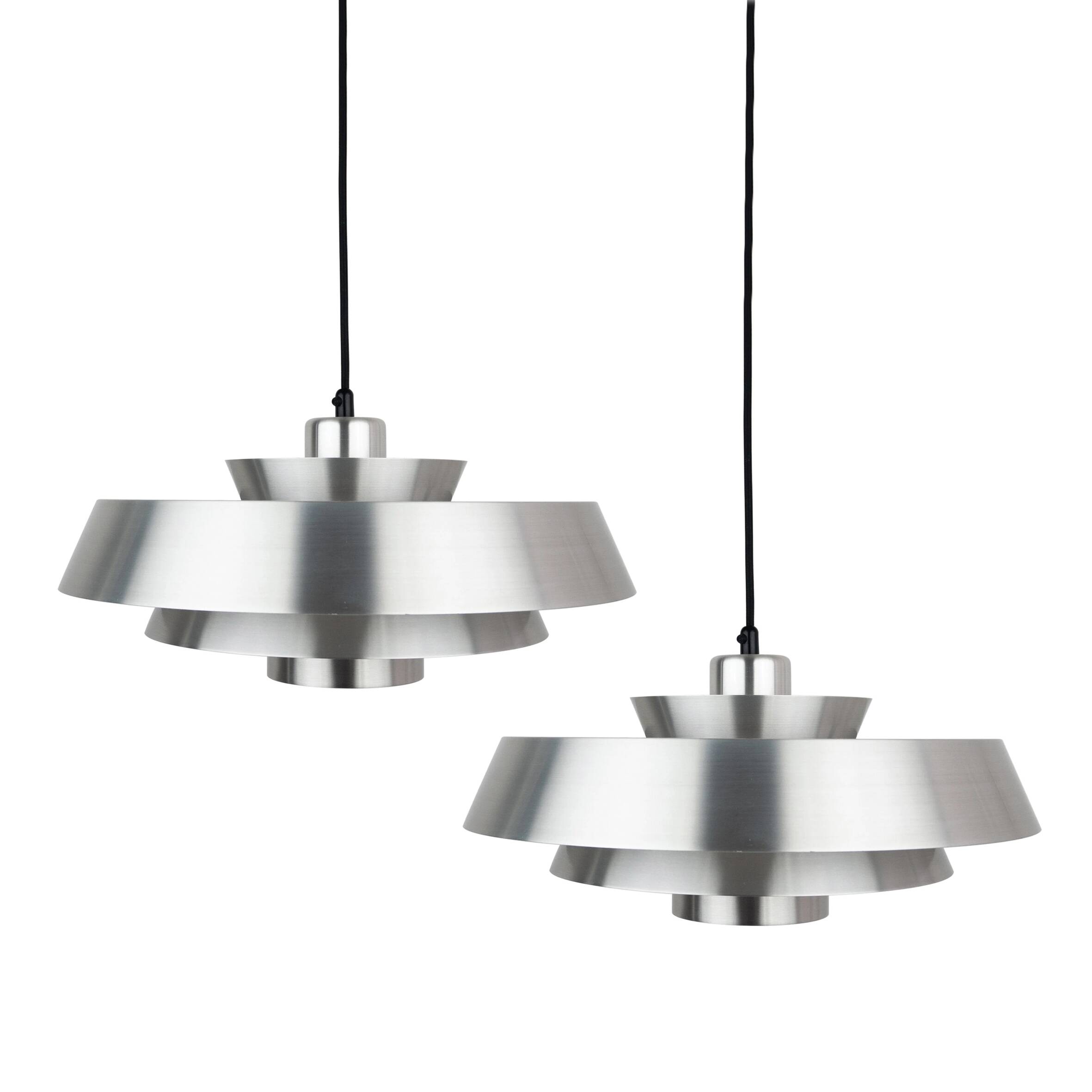 Pair of 2 Danish vintage Nova pendant lamps by Jo Hammerborg, Fog og Morup